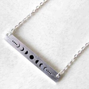 NEW Moon Phase Necklace, White Gold Plated